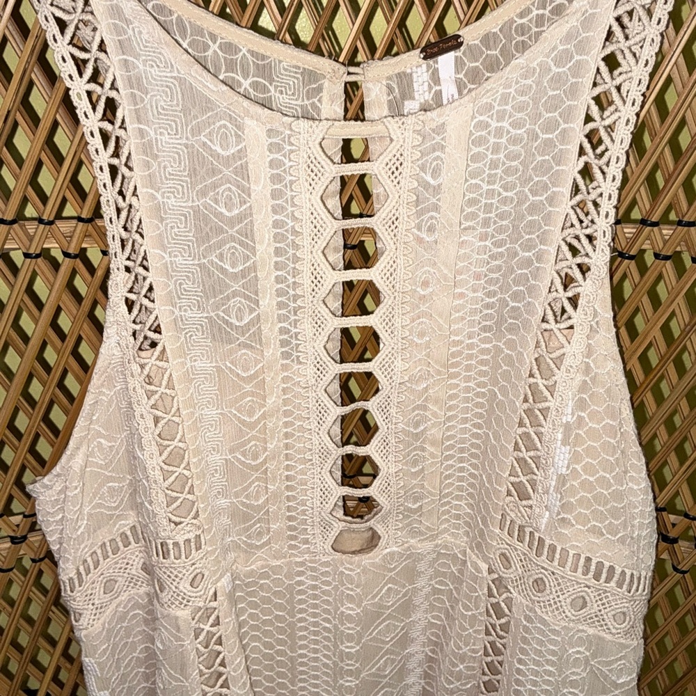 Free People Wherever You Go Mini Dress Ivory Size 6 - Picture 9 of 16